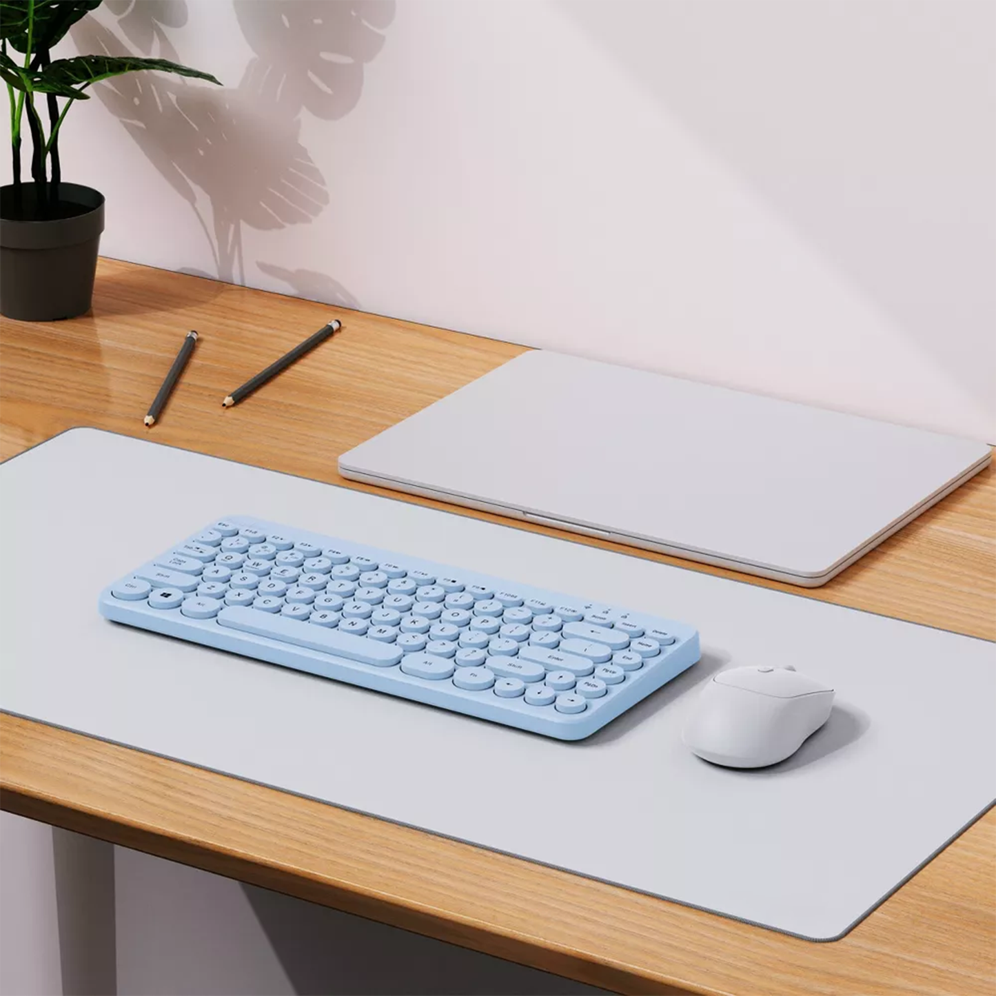 Clavier Compact Sans‑Fil Touches Rondes Style Rétro pour Bureau