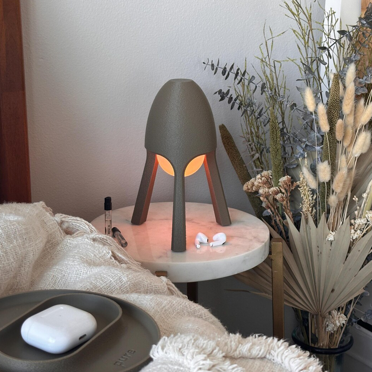 Lampe de table sans fil style Mid‑Century Modern avec télécommande